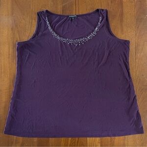 Eileen Fisher Woman Plus Size 2X Purple Embellished Tank | EUC